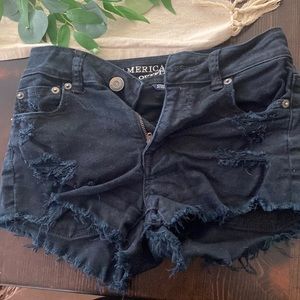 American Eagle Outfitter stretch black jean ripped shorts